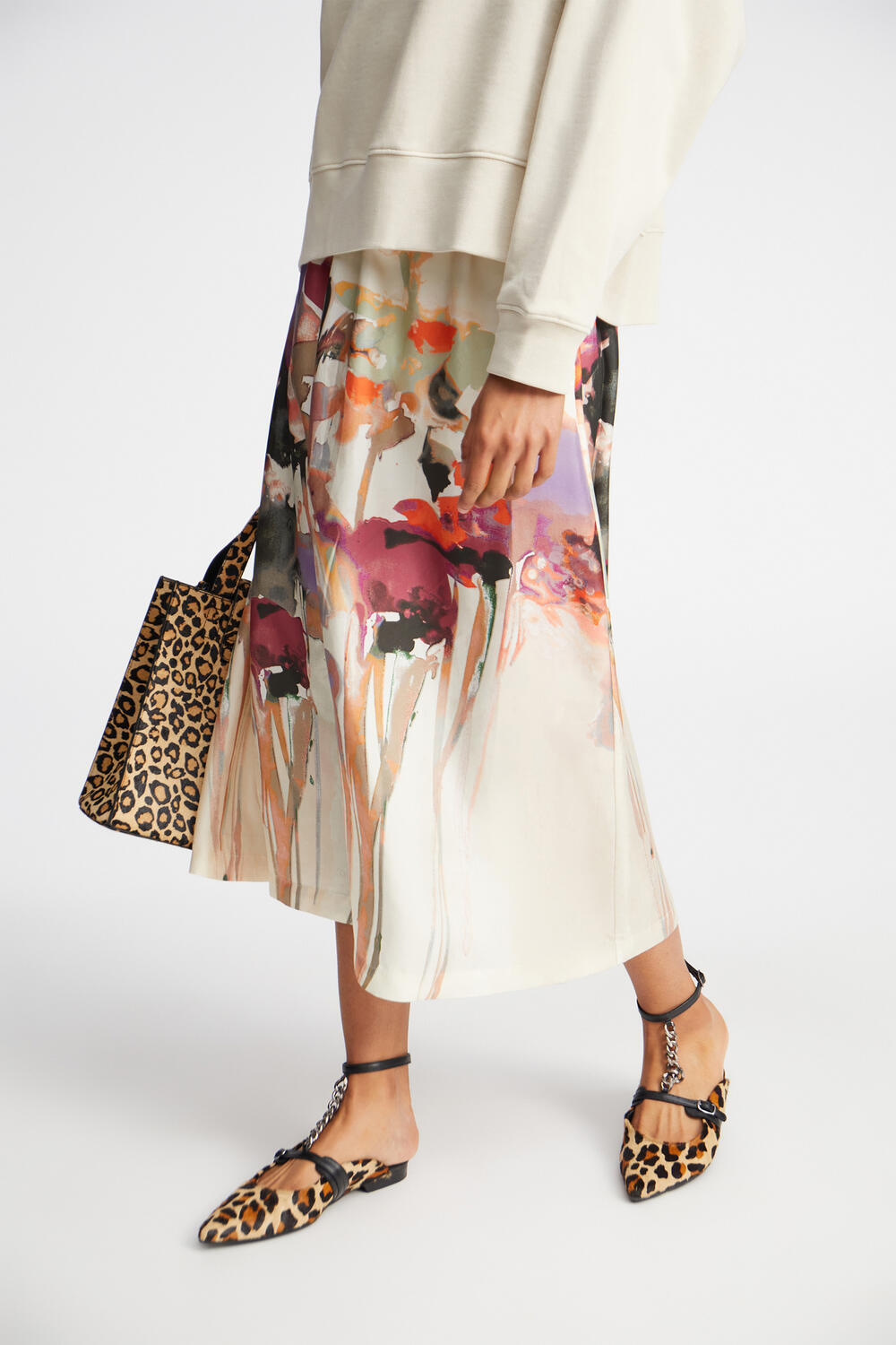 Aruma midi silkenederdel - Sand